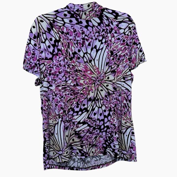 East 5th Purple Abstract Floral Print Cowl‑Neck Knit Top XL - Boho Cottagecore - Picture 2 of 4